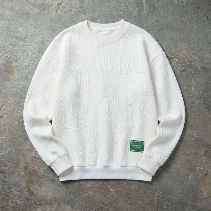 Men's Oversized Sweater with Round Neck and Relief Pattern