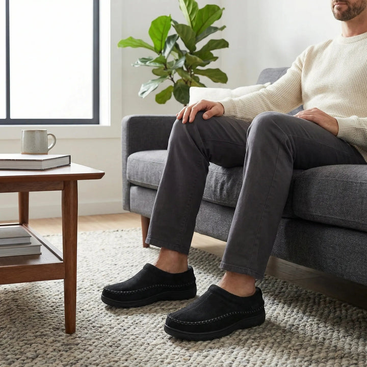 Men's Moccasin Slippers Black
