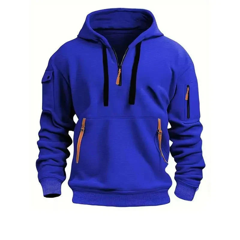 Men's Pullover Hoodie with Sleeve Pocket Functional Design, view 6 - Elena Harper