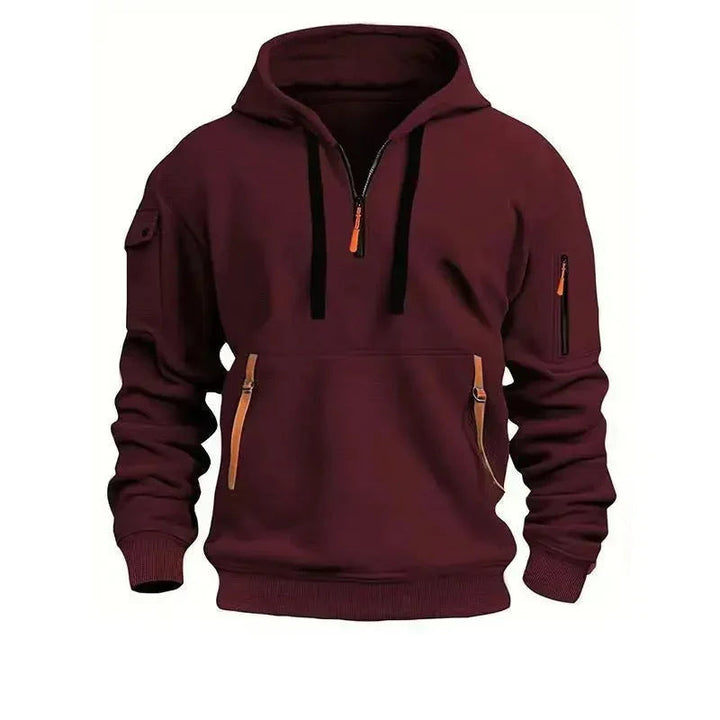 Men's Pullover Hoodie with Sleeve Pocket Functional Design, view 5 - Elena Harper