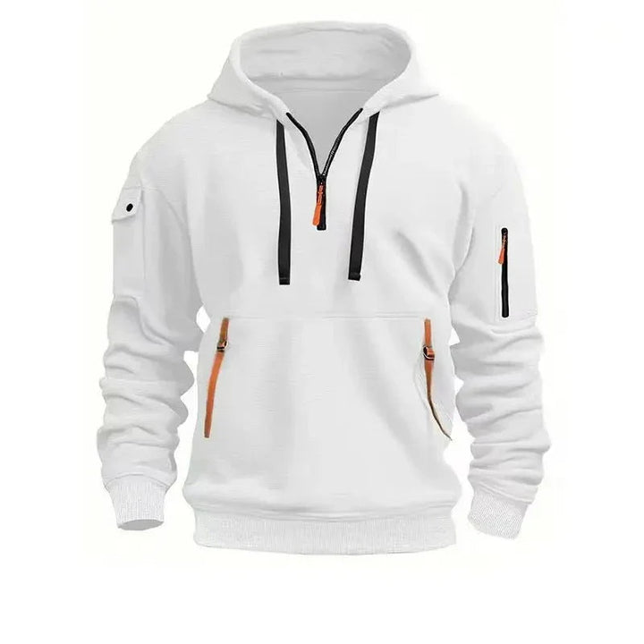 Men's Pullover Hoodie with Sleeve Pocket Functional Design, view 7 - Elena Harper