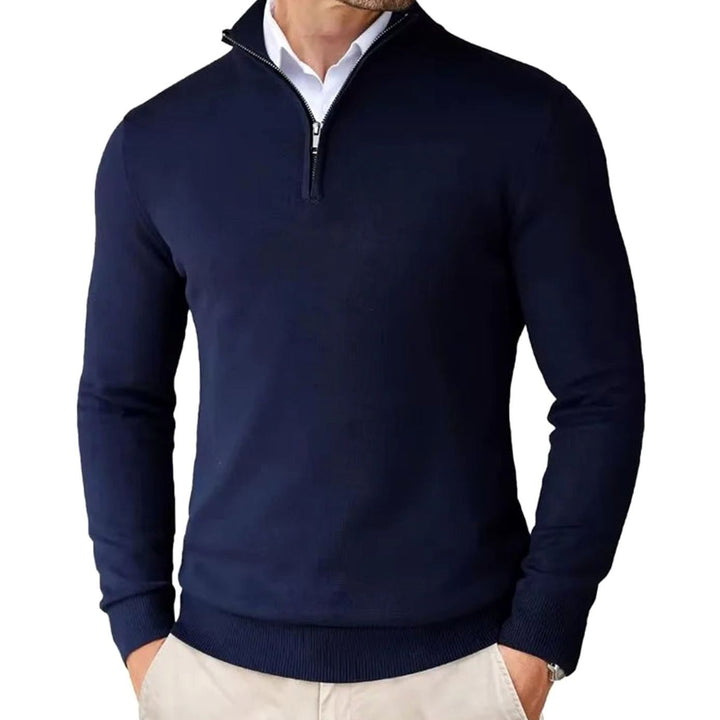 Bram | Men's Quarter-Zip Sweater with Half Zipper, Black