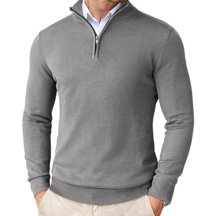 Bram | Men's Quarter-Zip Sweater with Half Zipper, Black