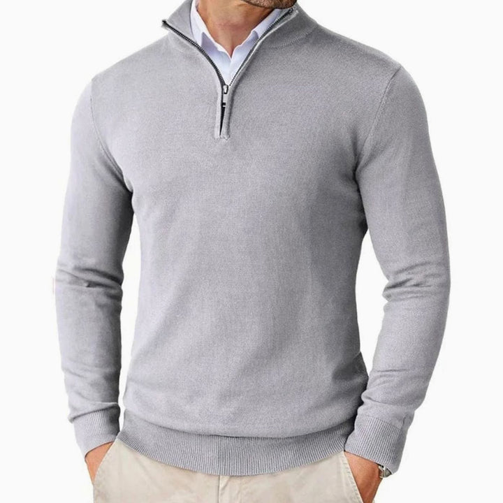 Bram | Men's Quarter-Zip Sweater with Half Zipper, Black