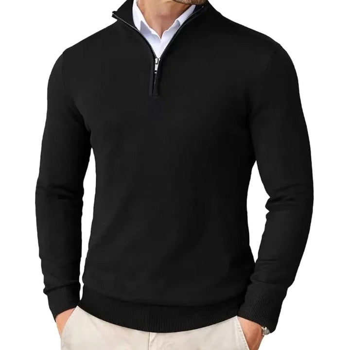 Bram | Men's Quarter-Zip Sweater with Half Zipper, Black