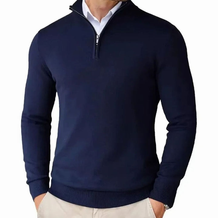 Bram | Men's Quarter-Zip Sweater with Half Zipper, Black