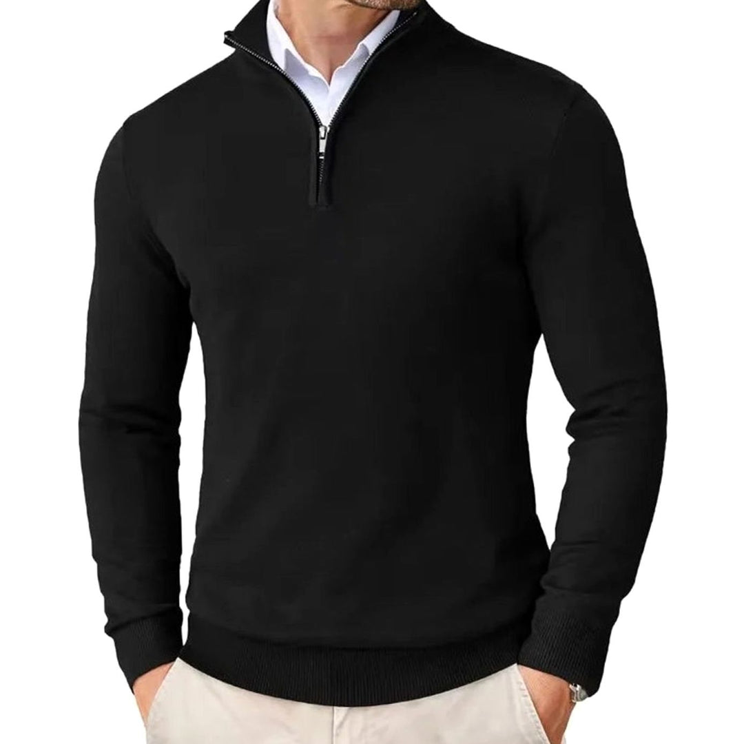Bram | Men's Quarter-Zip Sweater with Half Zipper, Black