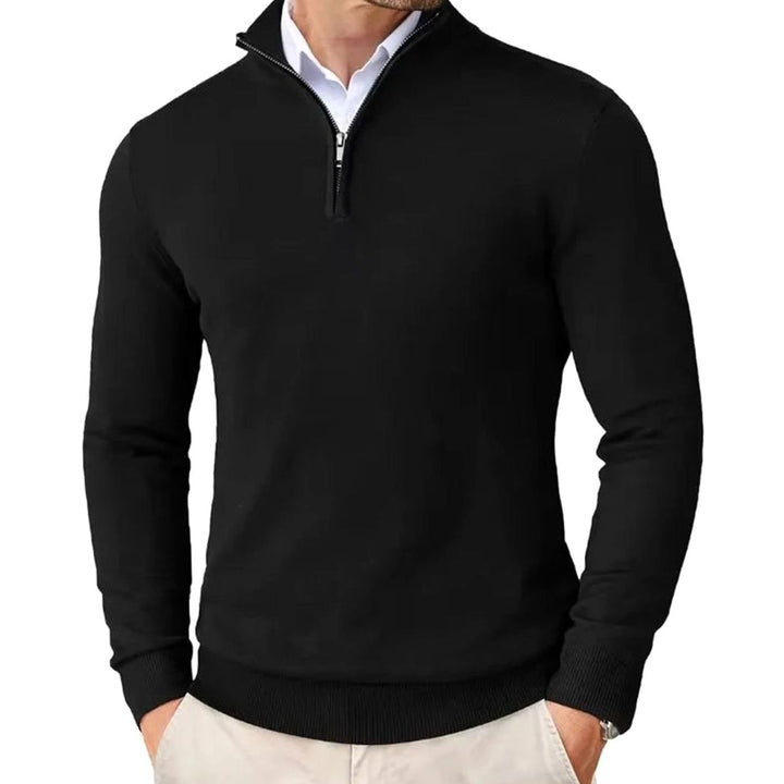 Bram | Men's Quarter-Zip Sweater with Half Zipper, Black