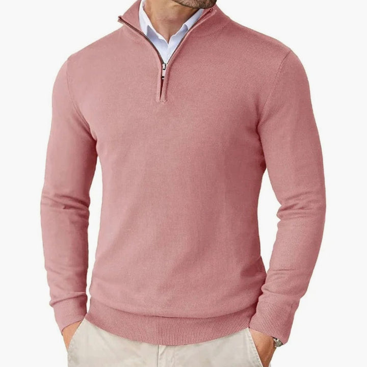 Bram | Men's Quarter-Zip Sweater with Half Zipper, Black