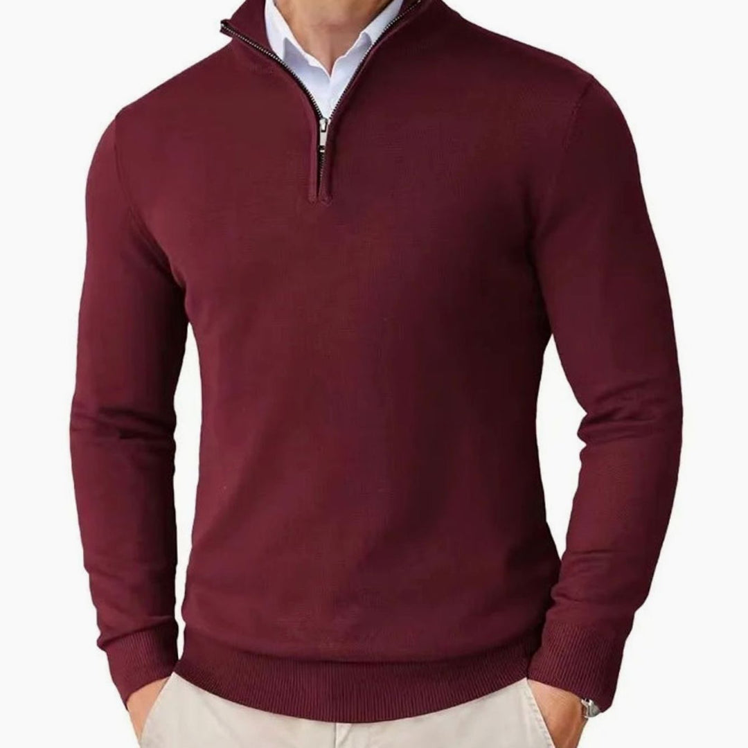 Bram | Men's Quarter-Zip Sweater with Half Zipper, Black