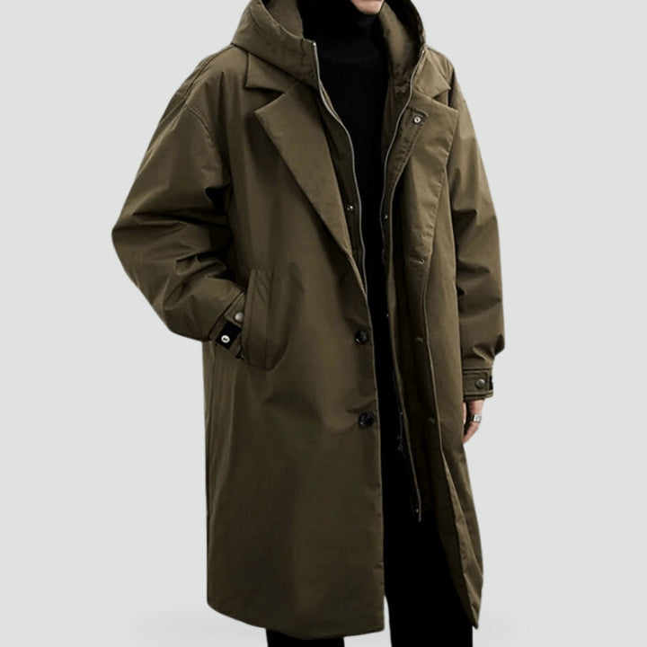 Men's Rain Jacket with Adjustable Hood and Pockets