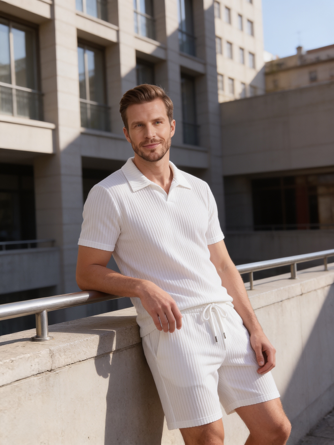 Men's Ribbed Polo Set