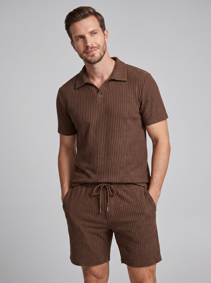 Men's Ribbed Polo Set