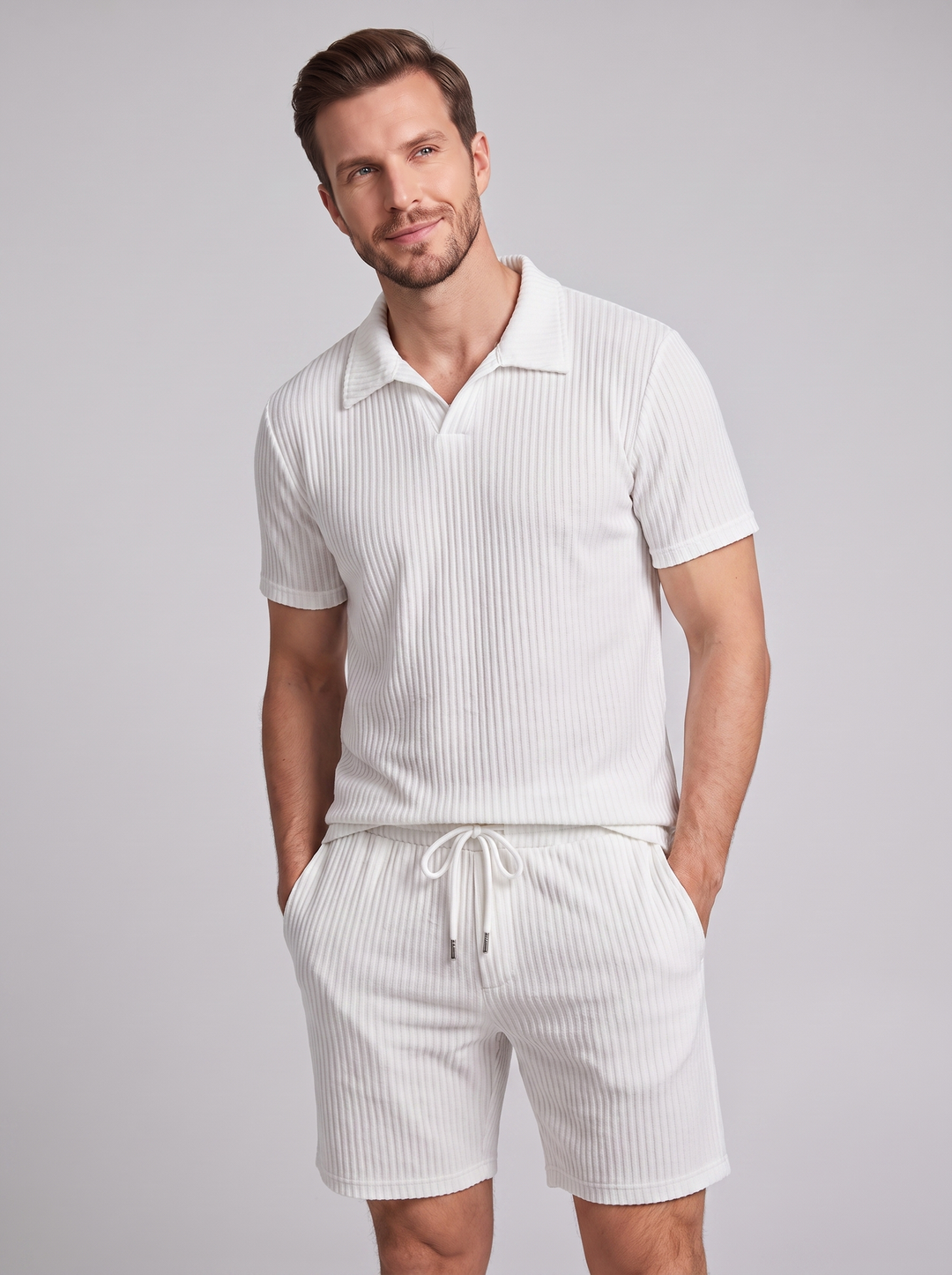 Men's Ribbed Polo Set