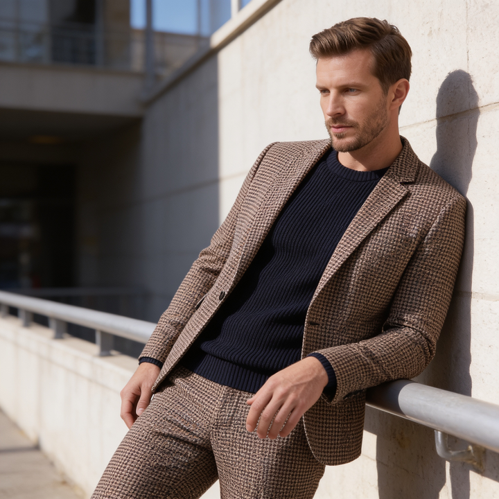 Men's Check Pattern Tailored Suit