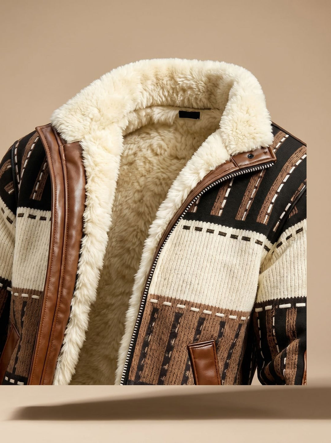 Mees | Men's Sherpa-Lined Checked Bomber Jacket with Zipper