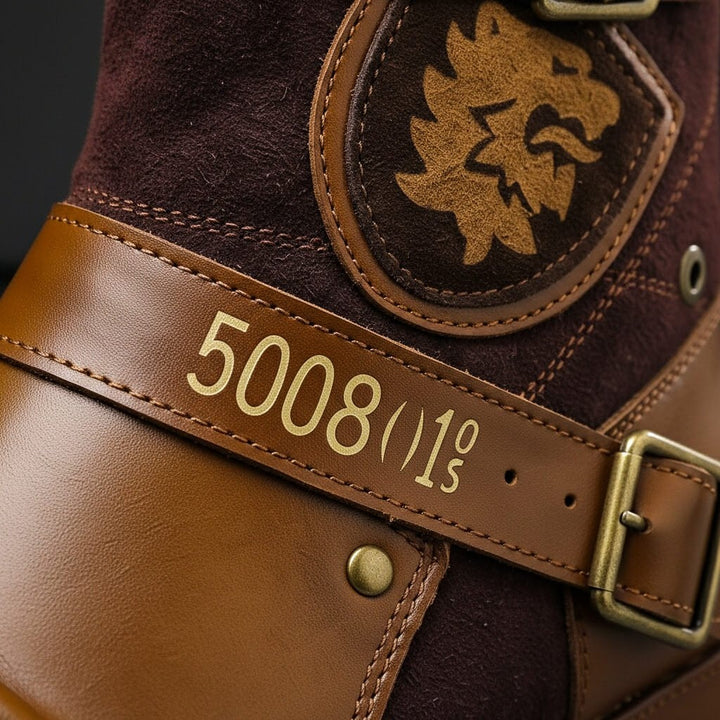 Men's Suede Leather Ankle Boots with Double Buckle and Non-Slip Sole