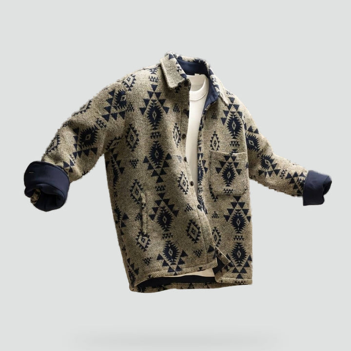 Men's Timeless Wool Overshirt with Collar and Chest Pocket