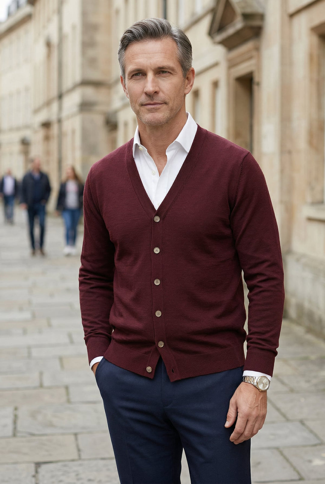 Men's Vest with V-Neck and Button Closure