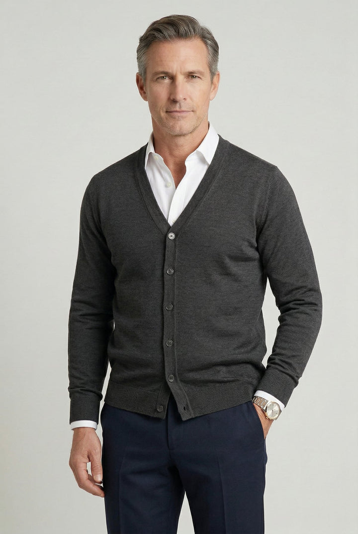 Men's Vest with V-Neck and Button Closure