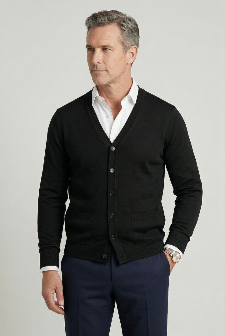 Men's Vest with V-Neck and Button Closure