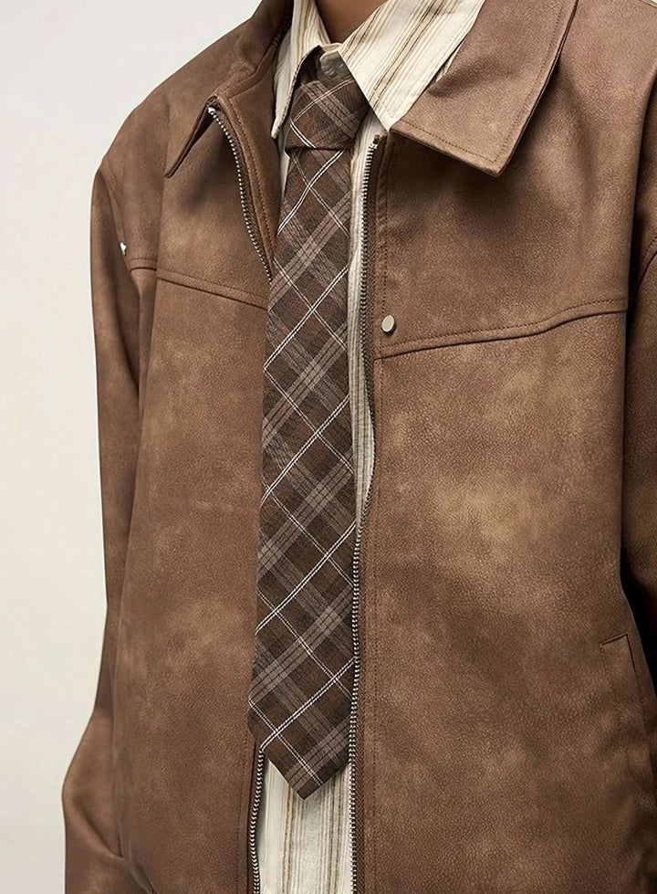 Bram | Men's Vintage Oversized PU Leather Bomber Jacket Zipper
