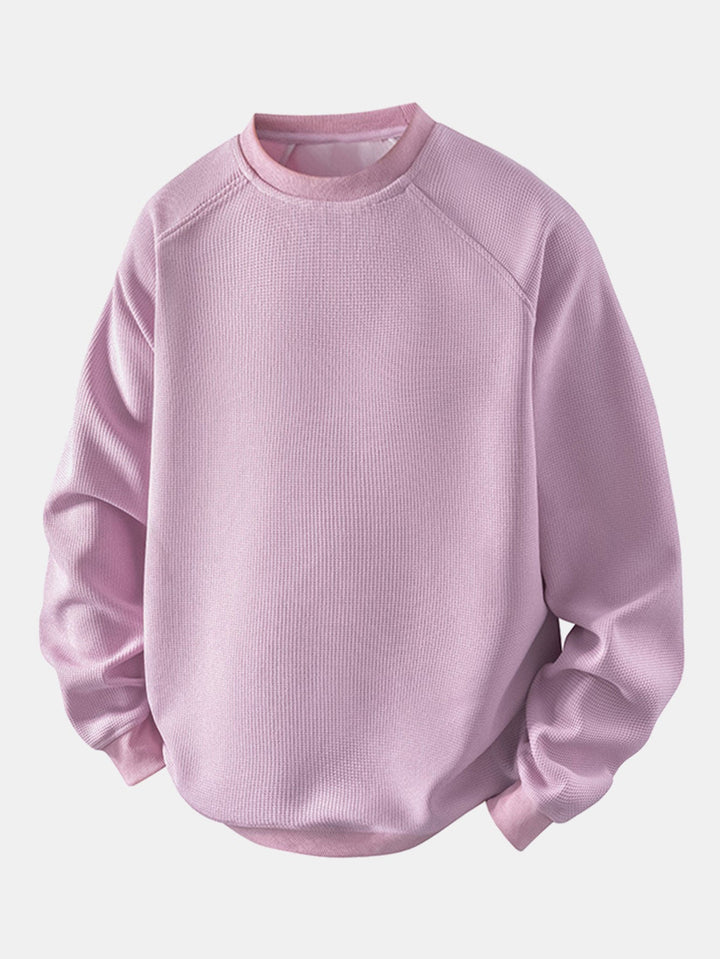 Men's Waffle Structure Crew Neck Sweatshirt - Relaxed Fit