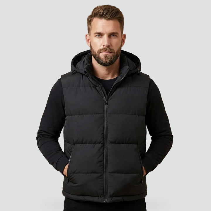 Men's Warm Padded Gilet with Hood and Zipper