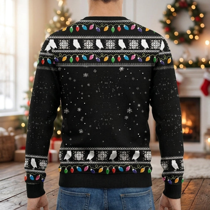 Men's Warm Christmas Sweater with Animal Print and Round Neck