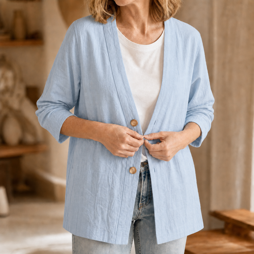 Drapelle Breathable Knit V-Neck Cardigan - Elena Harper