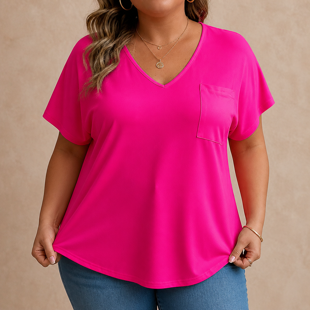 Draperie V-Neck Dolman Sleeve High-Low Hem Tee - Elena Harper