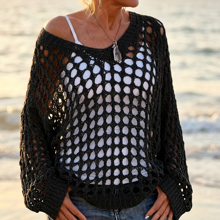 Covena Women's breezy crochet knit layering top - Elena Harper