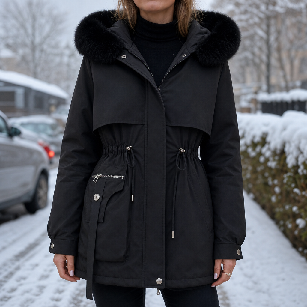 Duvella Faux Fur Hood Double-Layered Puffer Coat - Elena Harper