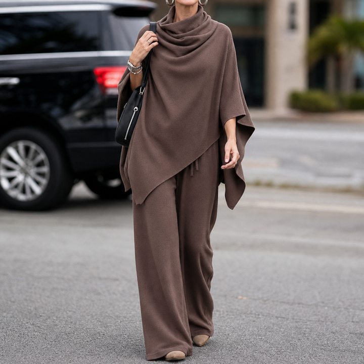Draveny Draped Cowl-Neck Top And Trouser Set - Elena Harper