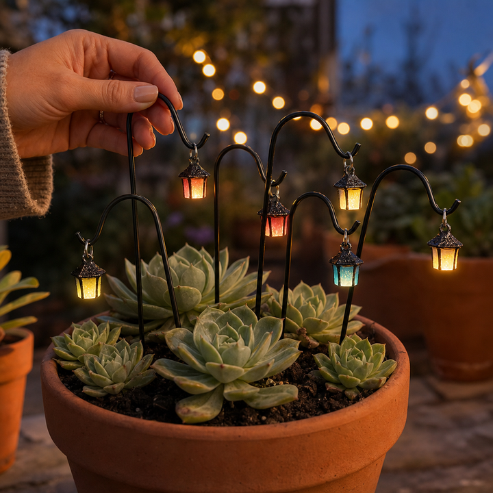 Duskwick Glow-In-The-Dark Retro Lantern Plant Stake (7 Pcs) - Elena Harper