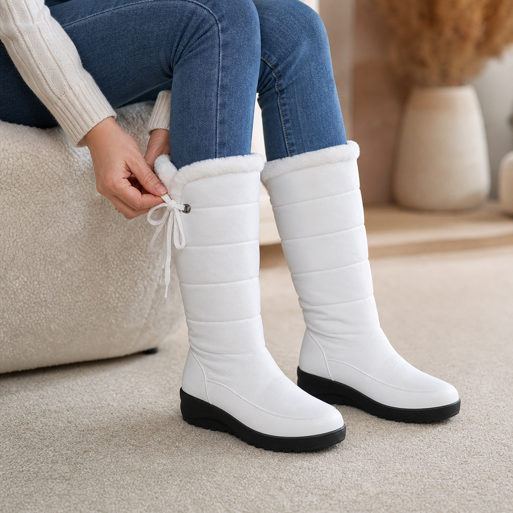 Calevra Drawstring Over-The-Knee Quilted Snow Boots - Elena Harper