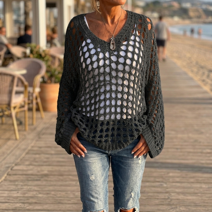 Covena Women's breezy crochet knit layering top - Elena Harper