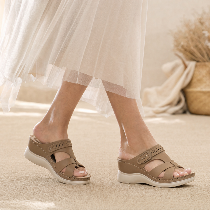 CloudLift Orthopedic Wedge Sandals, view 2 - Elena Harper