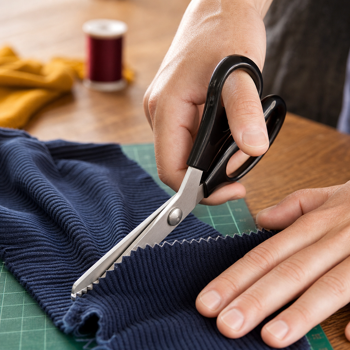 Zigzag Pinking Shears with Spring Mechanism – Sewing Scissors for Edge Finishing