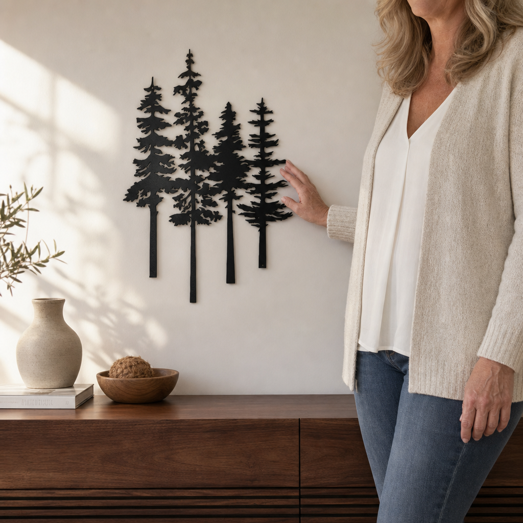 Duskgrove Dimensional Pine Trees Metal Wall Art - Elena Harper