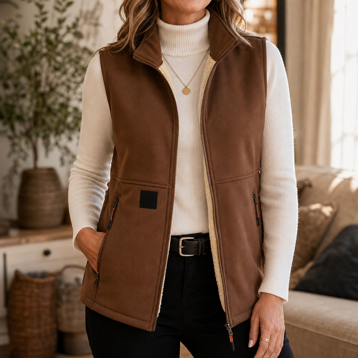 Cozycrest Plush-Lined Sleeveless Winter Vest - Elena Harper