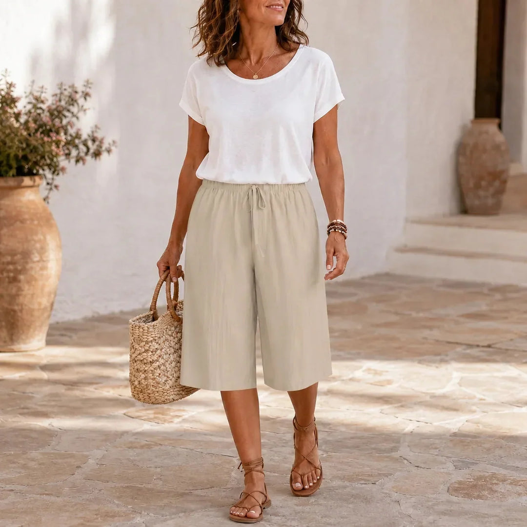 Calaya Wide Leg Drawstring Pants for Women, Lightweight Summer Pull On Bottoms - Elena Harper