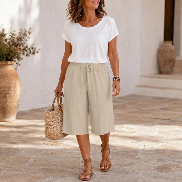 Calaya Wide Leg Drawstring Pants for Women, Lightweight Summer Pull On Bottoms - Elena Harper