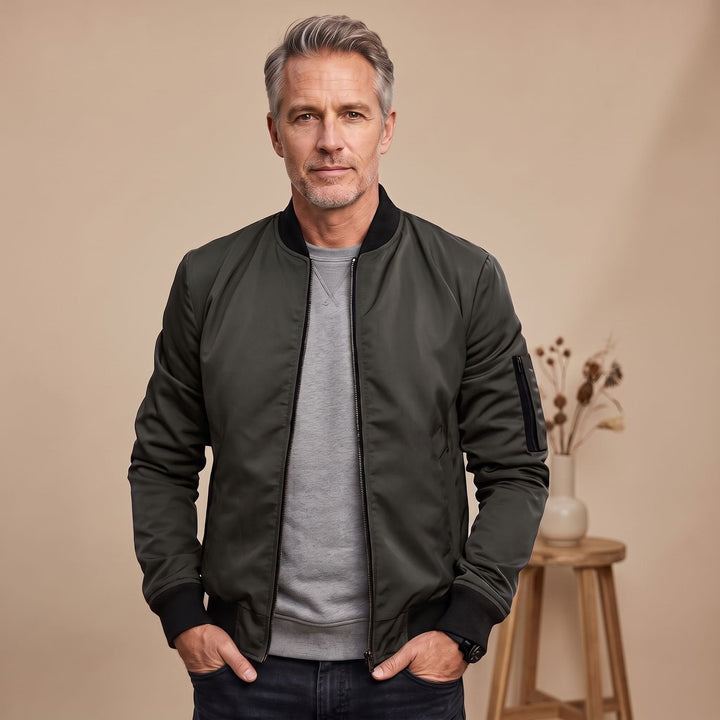 Thomas | Men's Bomber Jacket with Ribbed Cuffs Lightweight Insulated Transitional Jacket