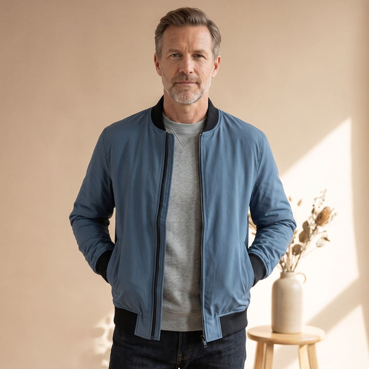 Thomas | Men's Bomber Jacket with Ribbed Cuffs Lightweight Insulated Transitional Jacket