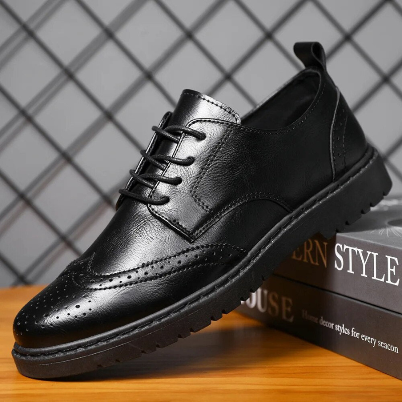 Men's Lace-Up Derby Shoes with Pull Tab