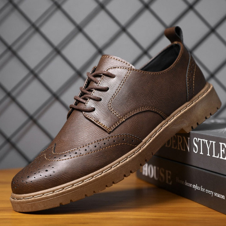 Men's Lace-Up Derby Shoes with Pull Tab
