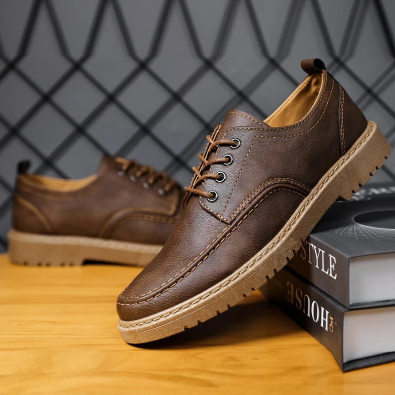 Men's Lace-Up Derby Shoes with Pull Tab