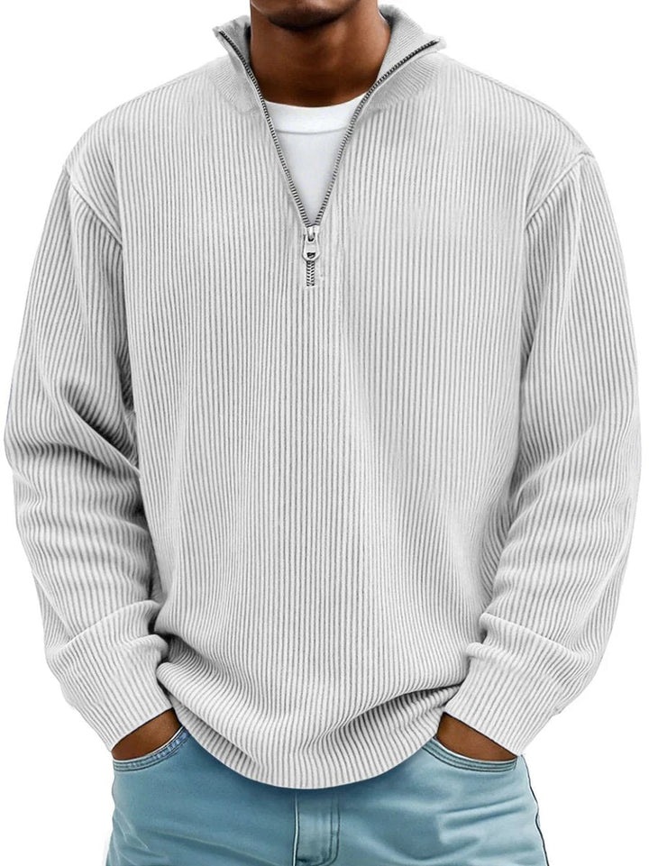 Fabian | Men's Ribbed Half-Zip Stand-Up Collar Pullover Sweatshirt