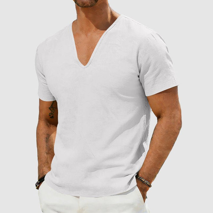 Sebastian | Men's Linen V-Neck Short Sleeve T-Shirt